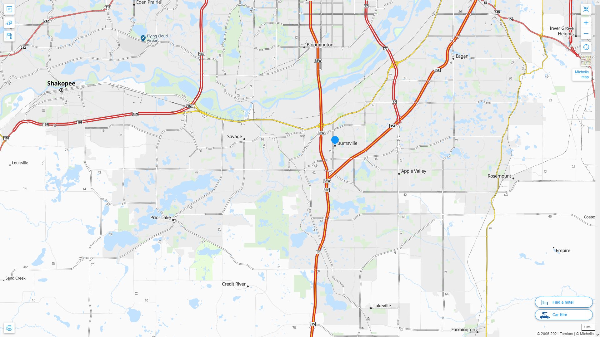 Burnsville Minnesota Highway and Road Map